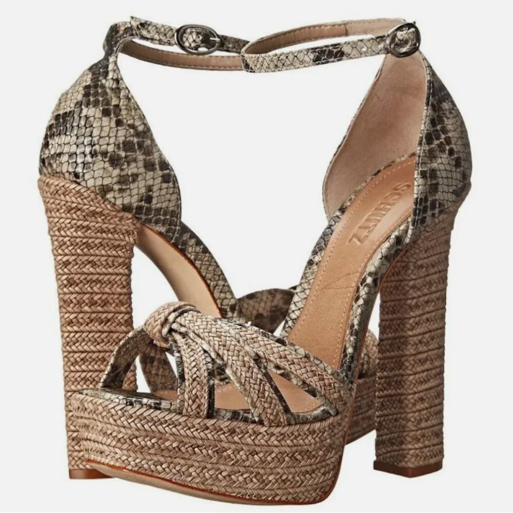 Schutz Kenedy Natural Oyster Braided Platform Heels